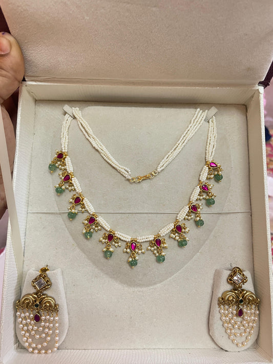 Jadau kundan chain premium quality with earrings