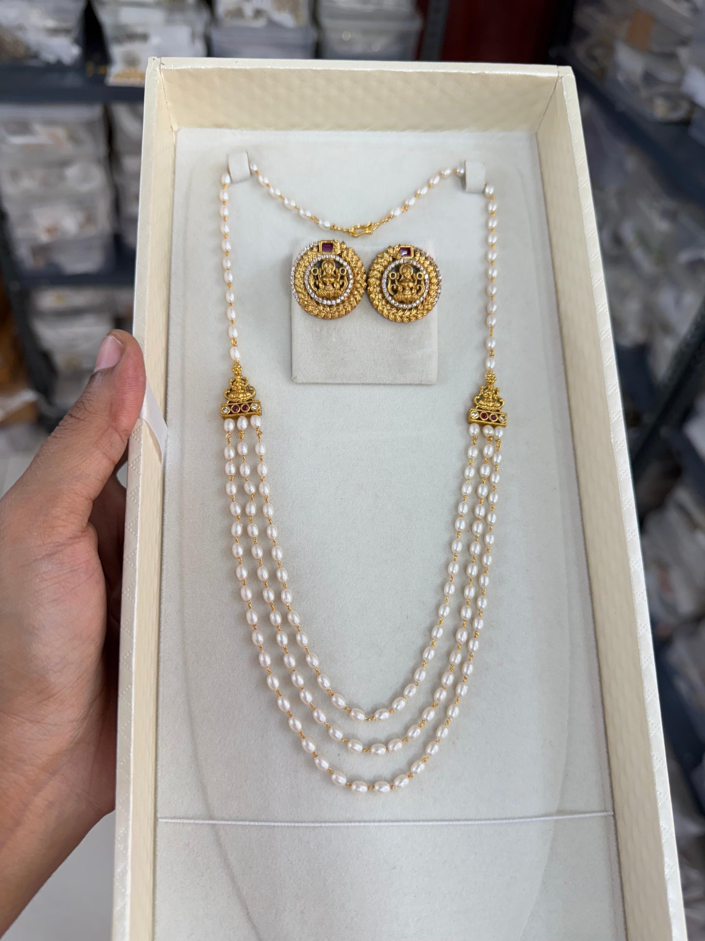 Handmade pearl chain premium quality with earrings
