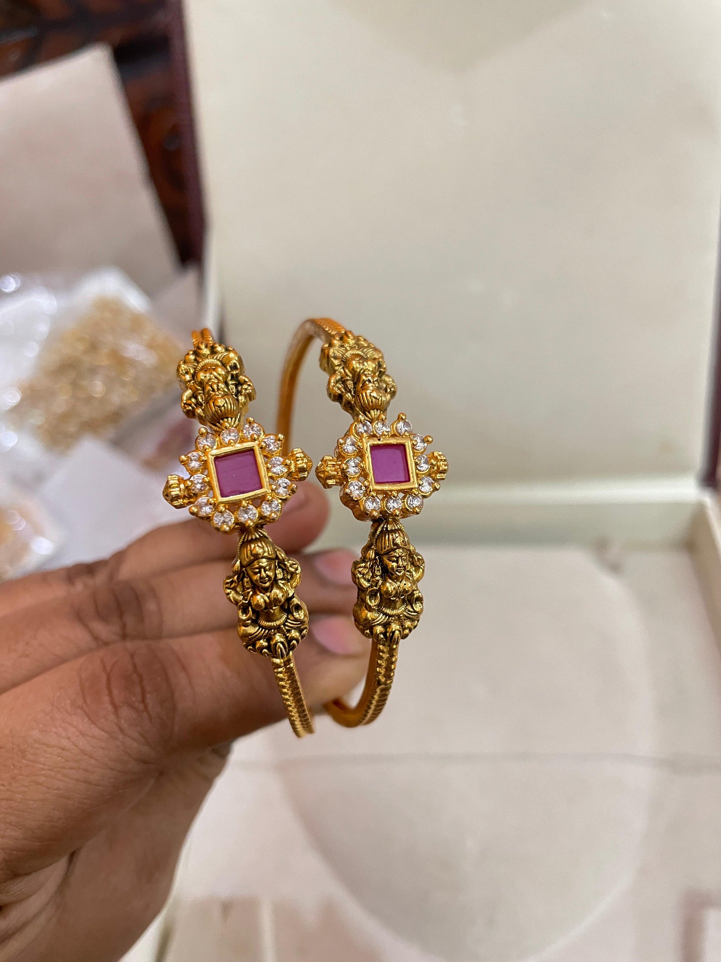 Gold antique finish bangles premium quality