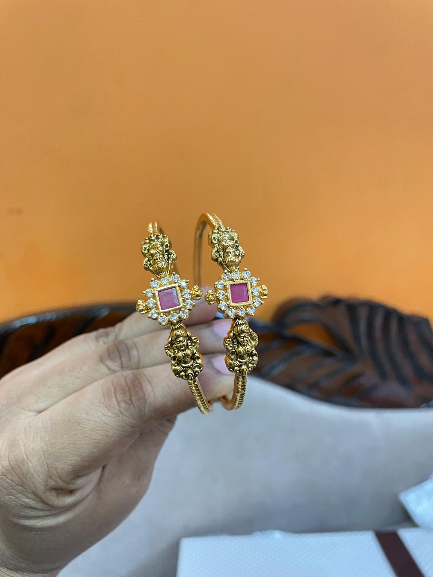 Gold antique finish bangles premium quality