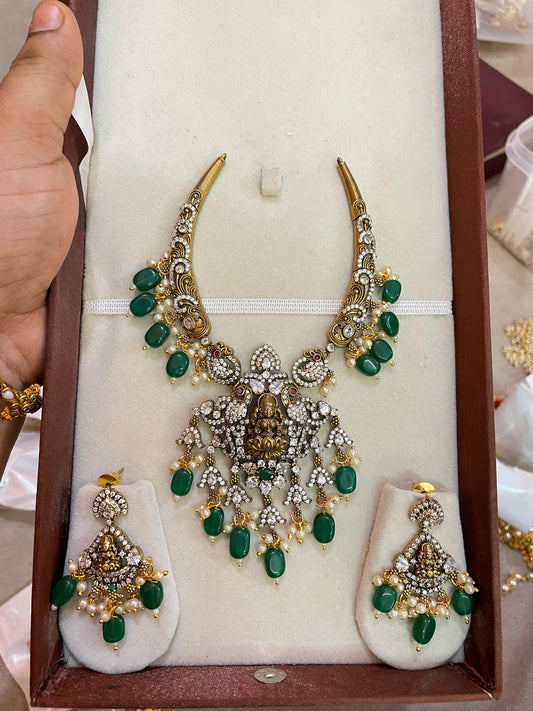 Victoria jadau finish lakshmi Kanti necklace set premium quality