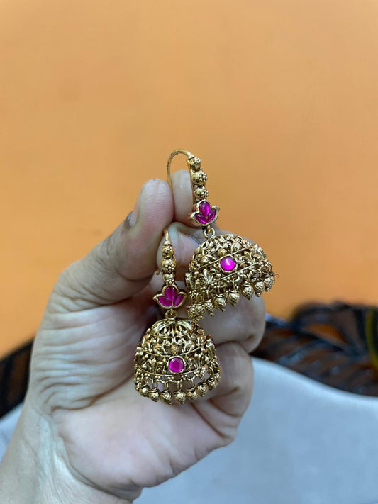 Brass hook jhumka