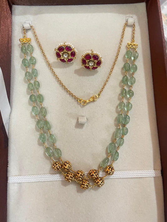Strawberry beads chain with earrings