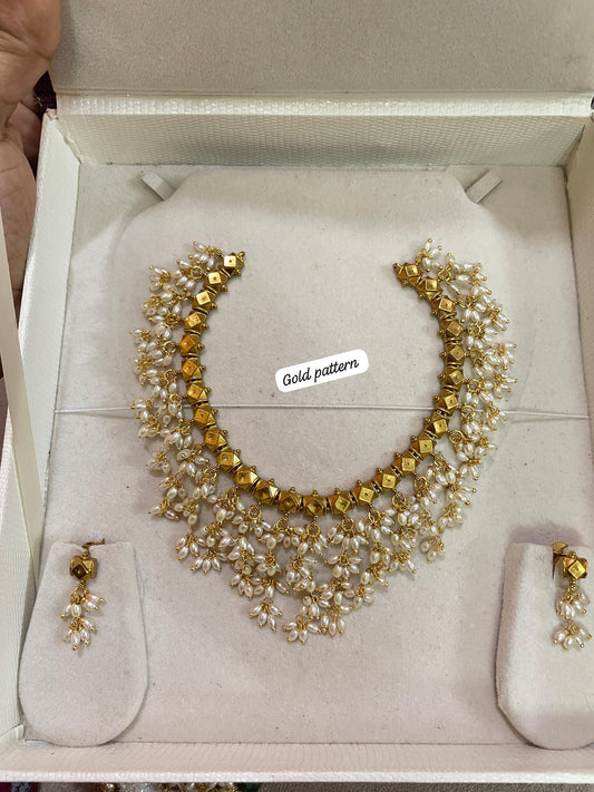 One gram gold nakshi guttapusalu neckset premium quality