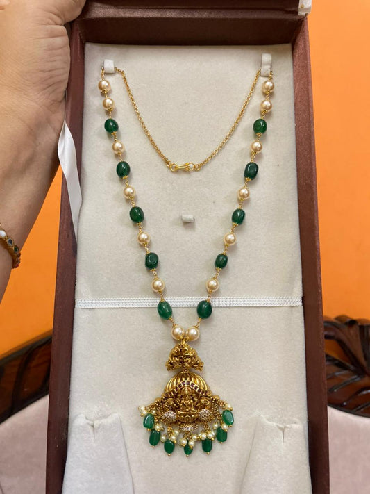 Handmade beads chain with nakshi locket