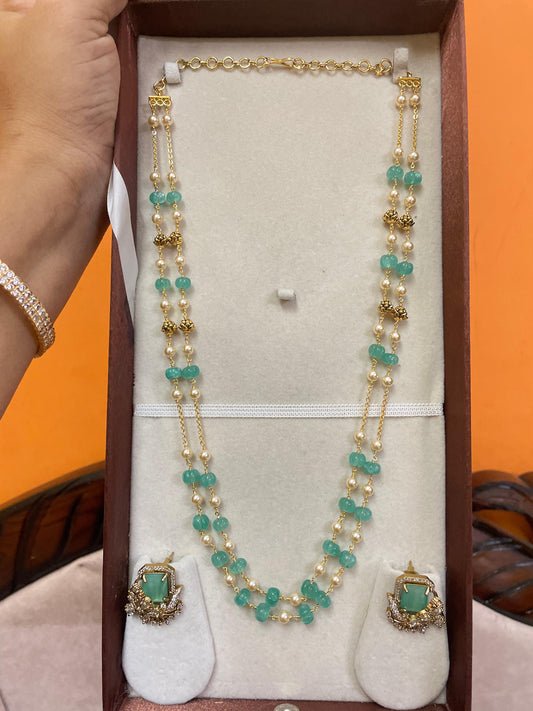 Handmade strawberry beads chain with earrings