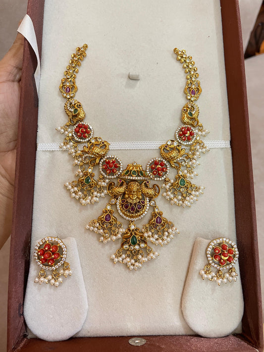 Gold antique finish guttapusalu neckset premium quality