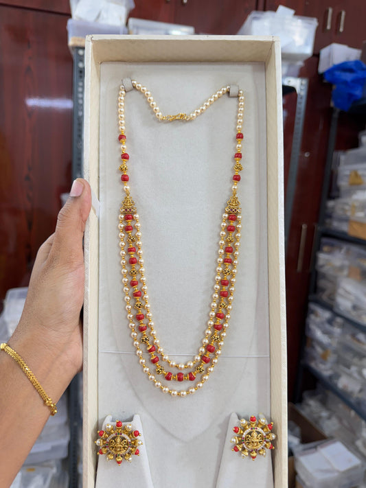 Handmade pagadam Swarovski pearls chain premium quality