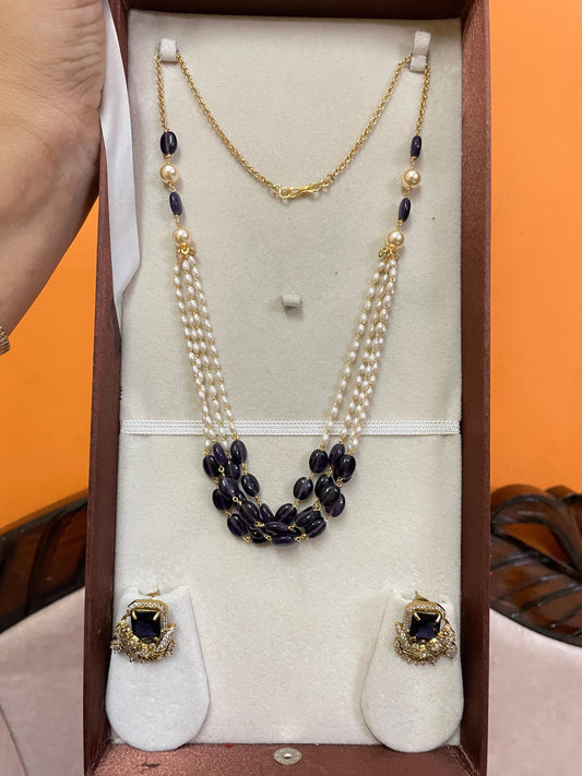 Handmade pearl chain with earrings premium quality