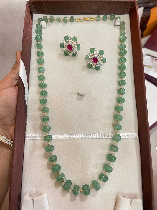 Russian pumpkin beads chain with earrings