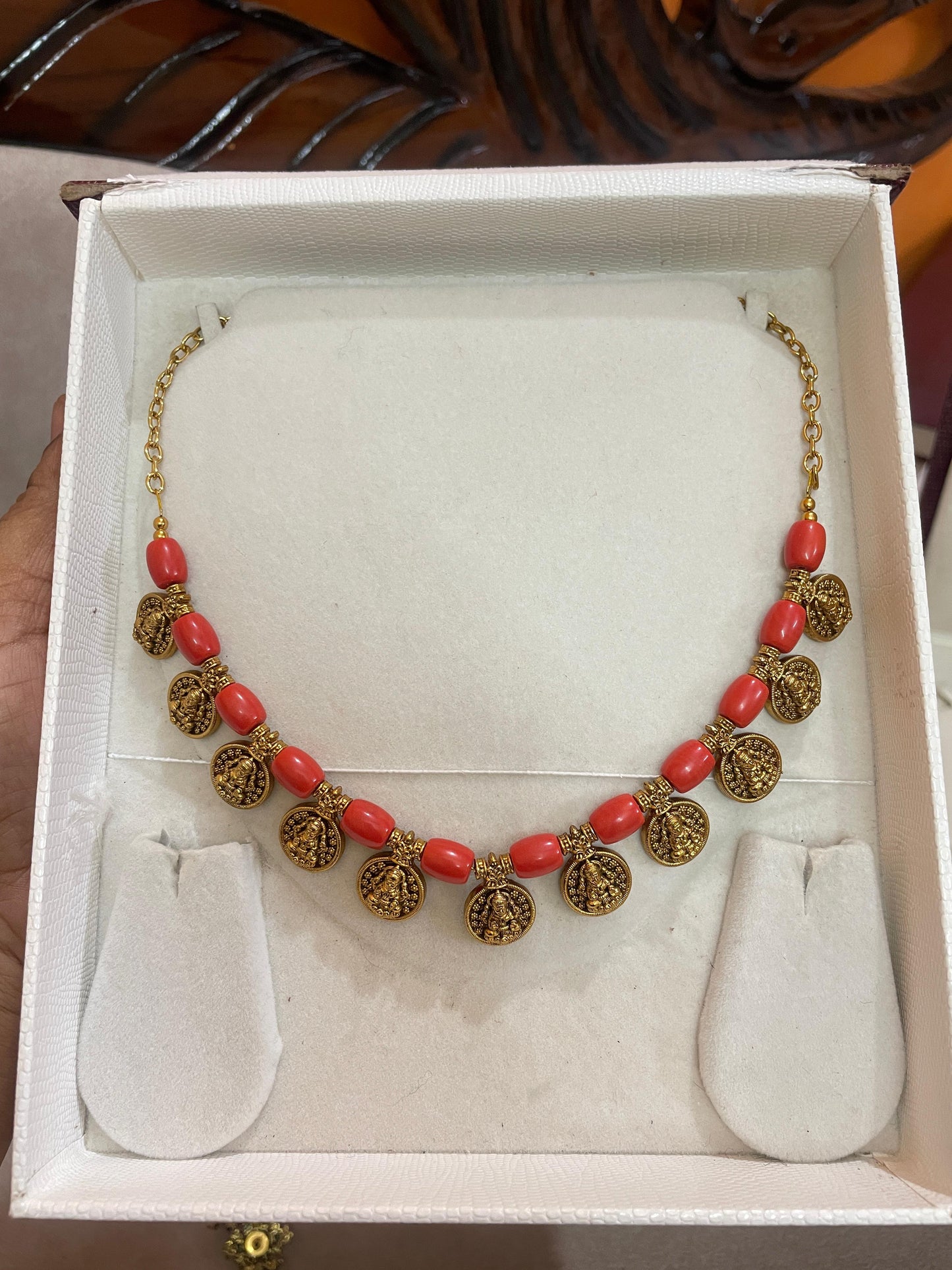 Coral lakshmi necklace