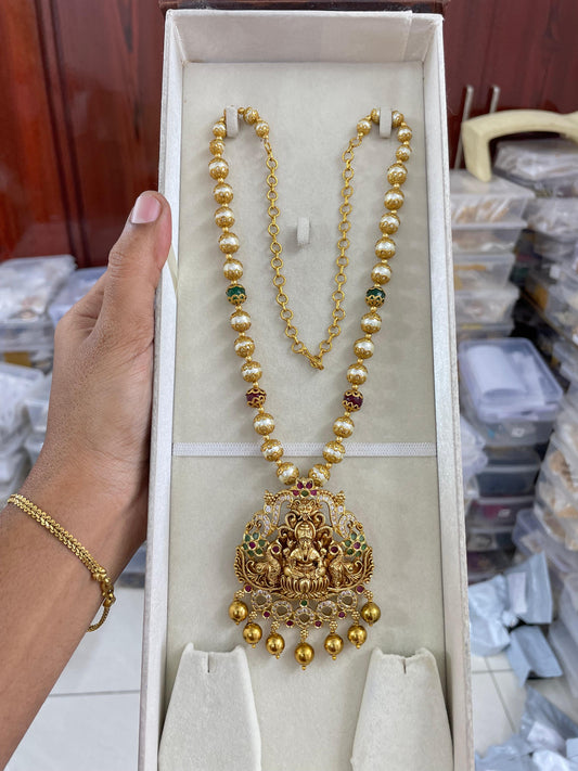 Lakshmi locket with Swarovski pearls chain