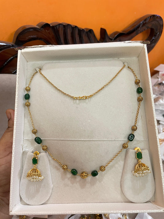 Regal nakshi beads chain with jhumka