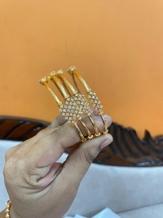 Dazzling cz stone gold plated bangles set of 4