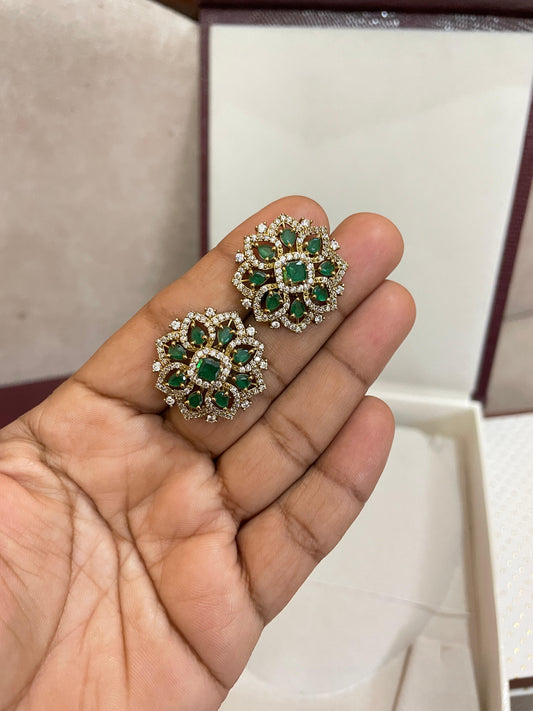 Emerald cluster floral earrings