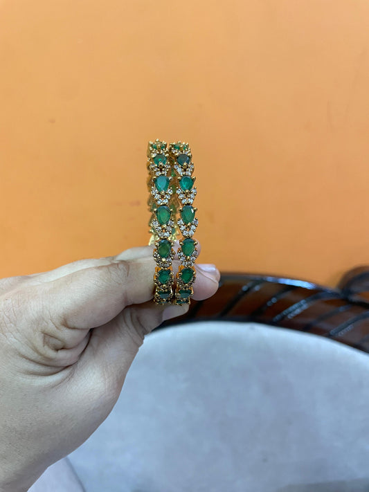 Radiant emerald stone bangles