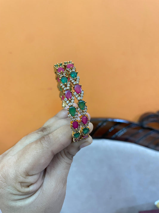 Radiant ruby- emerald stone bangles