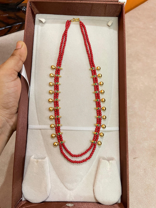Traditional coral gold replica 2 layer chain