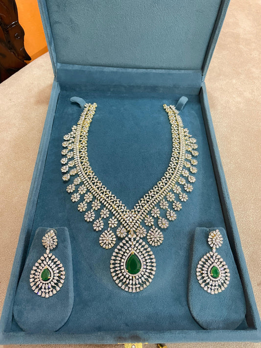 Statement Gj polish emerald necklace set
