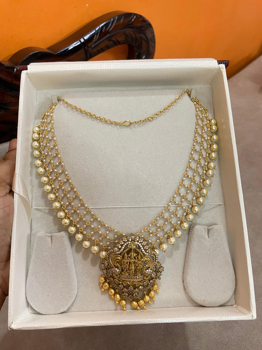 Antique ramparivar pearl zali chain
