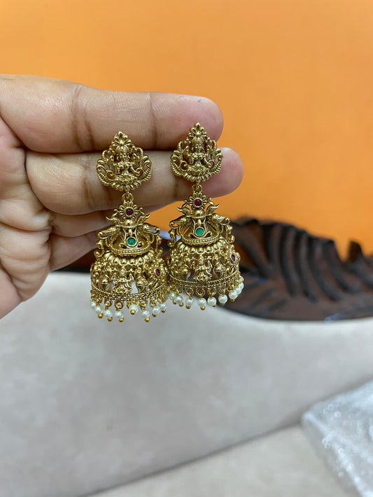 Pearl inspired lakshmi jhumka