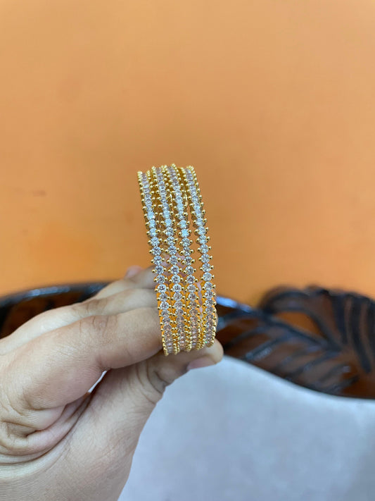 Elegant gold plated diamond replica bangles set of 4