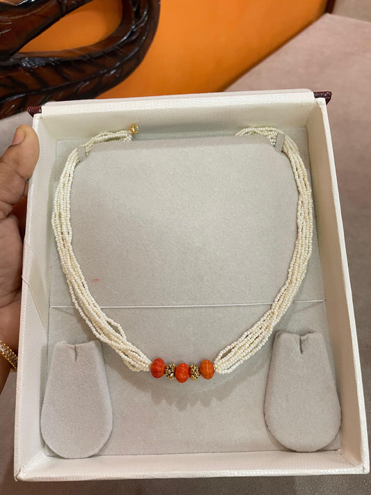 Multi-strand coral pearl elegant chain