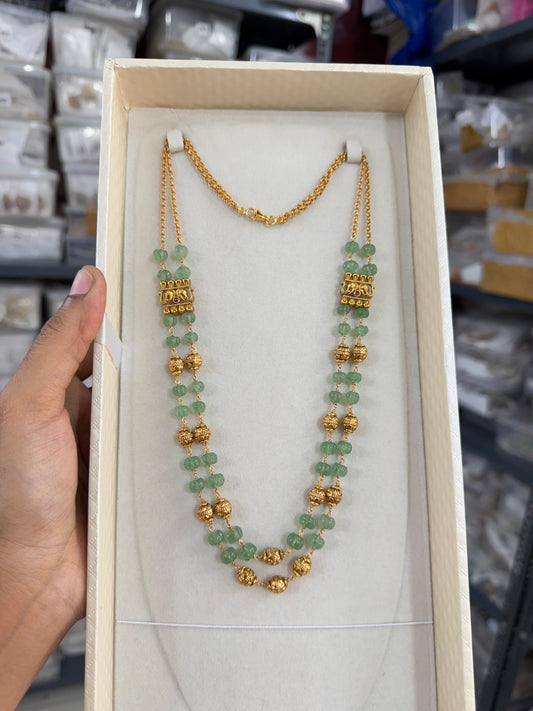 Pumpkin beads gold nakshi chain premium quality 18inches