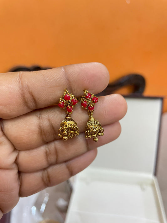 Ruby bloom mini jhumka