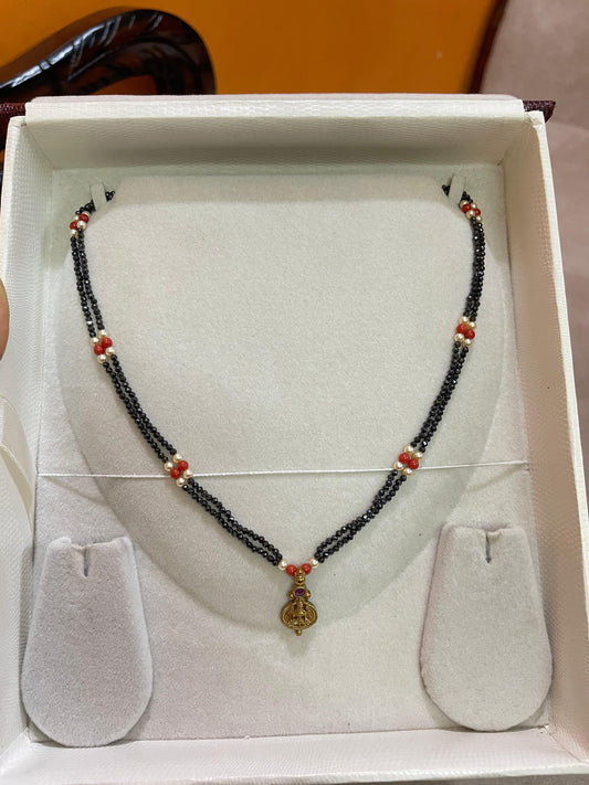 Divine lakshmi pendant dual strand chain
