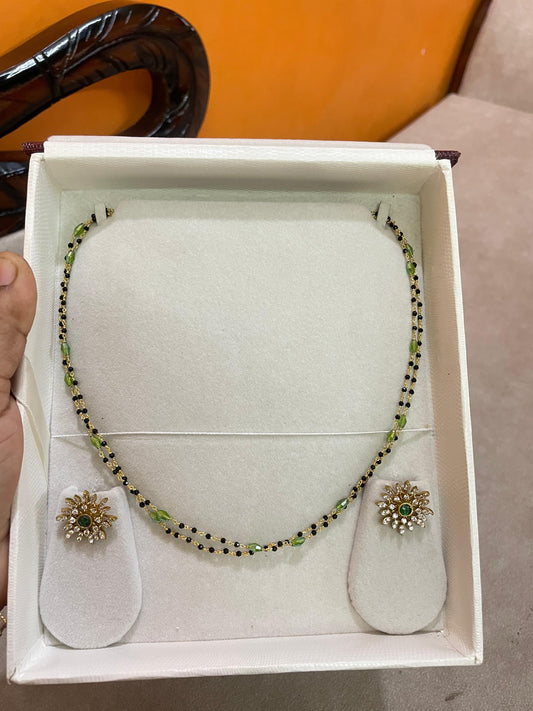 Elegant green beads black beads chain premium quality