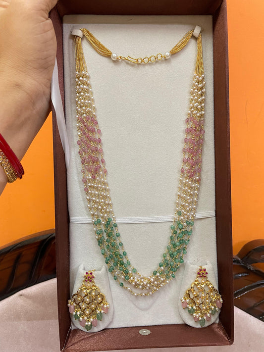 Elegant multilayer beads pearl mala chain 20 to 22 inches