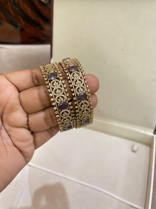 Purple AD stone Designer bangles