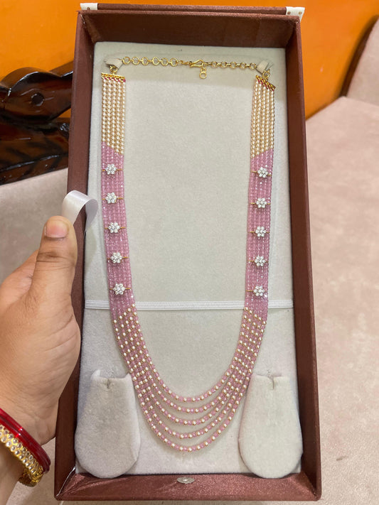 Elegant multilayer pink beads chain