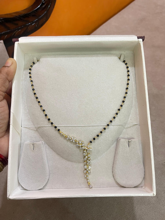 Elegant floral cz black diamond chain
