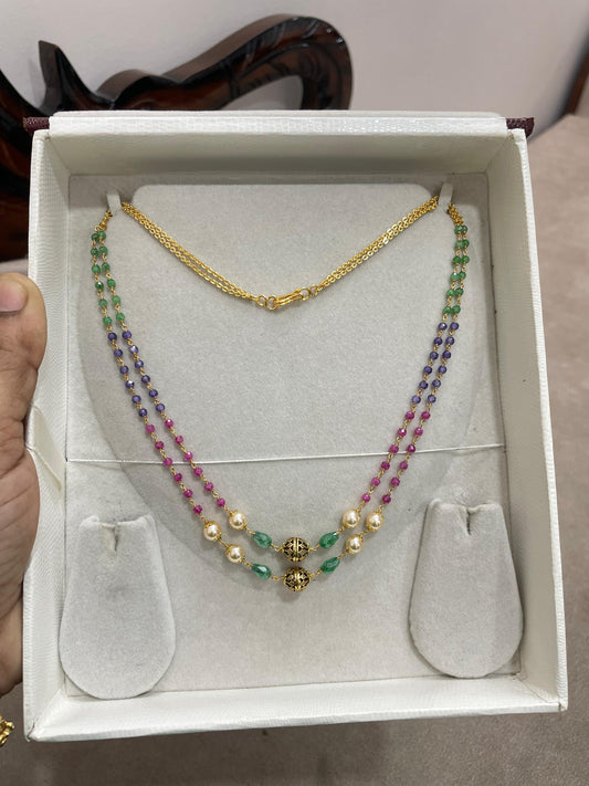 Radiant multistone gemstone beads chain
