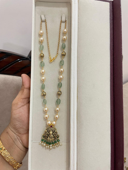 Divine lakshmi pendant strawberry beads chain