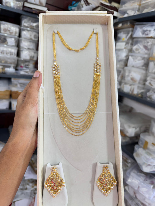 Gold replica chandraharan premium quality with dangle earrings 18 to 20inches