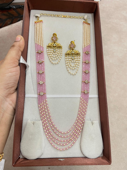 Handmade real onyx beads floral motif cz stones haram