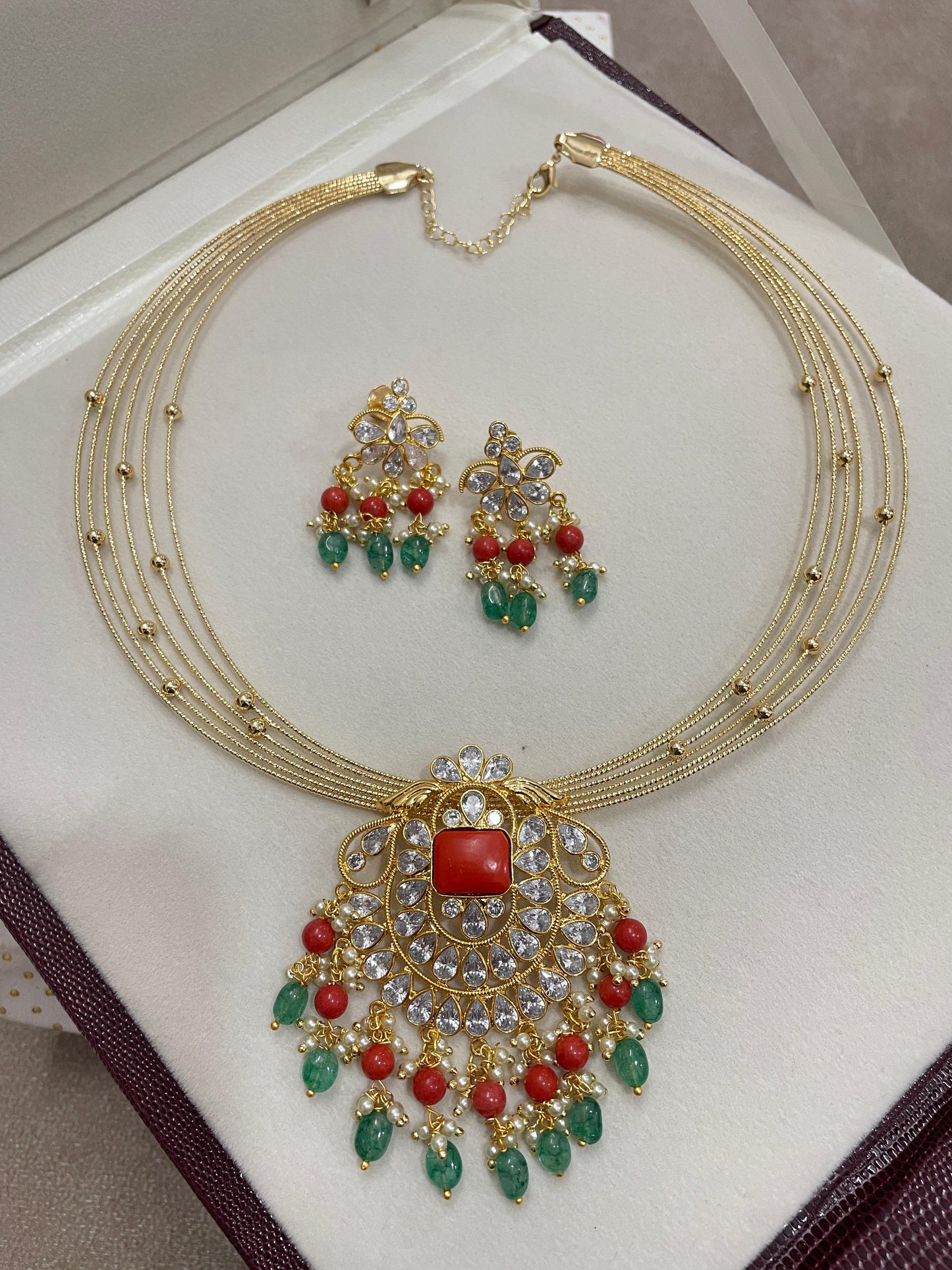 Polki kundan gold replica necklace set