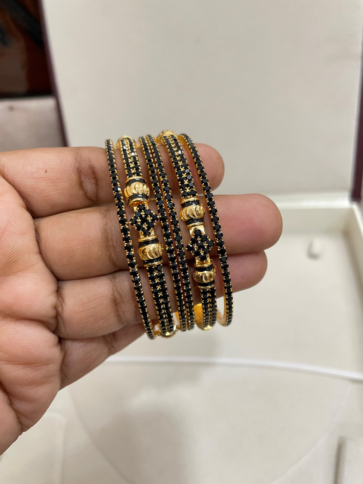 Classic cz black bangles set of 6