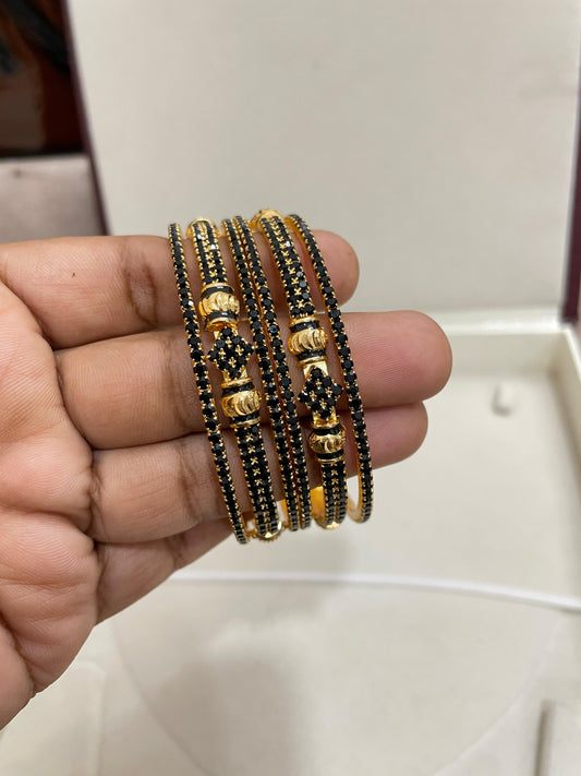 Classic cz black bangles set of 6