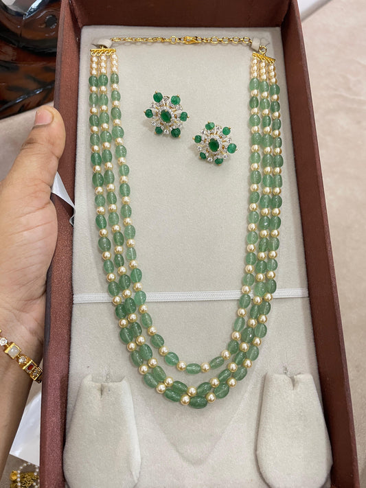 Charming emerald glow beaded haram set