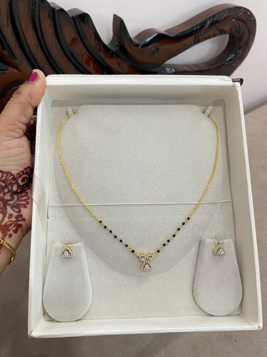 Minimal Cz drop black beads chain