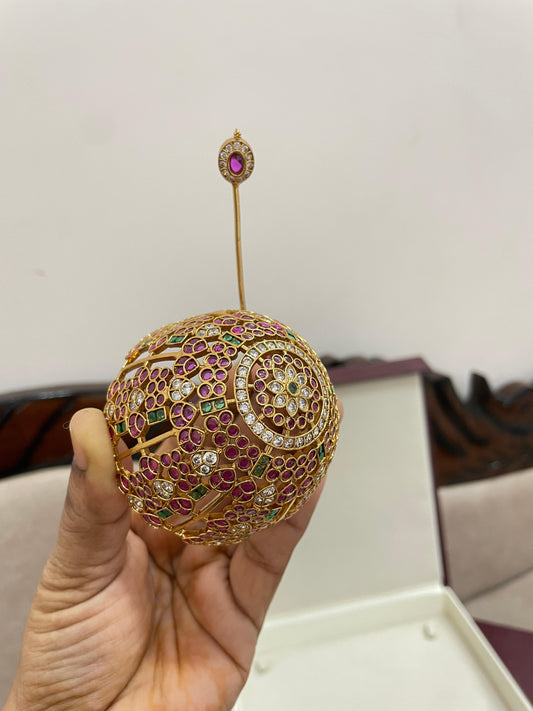 Real Kemp stone Hair bun jadau accessories