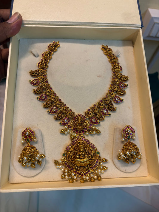 Golf antique finish jadau Kundan necklace set premium quality