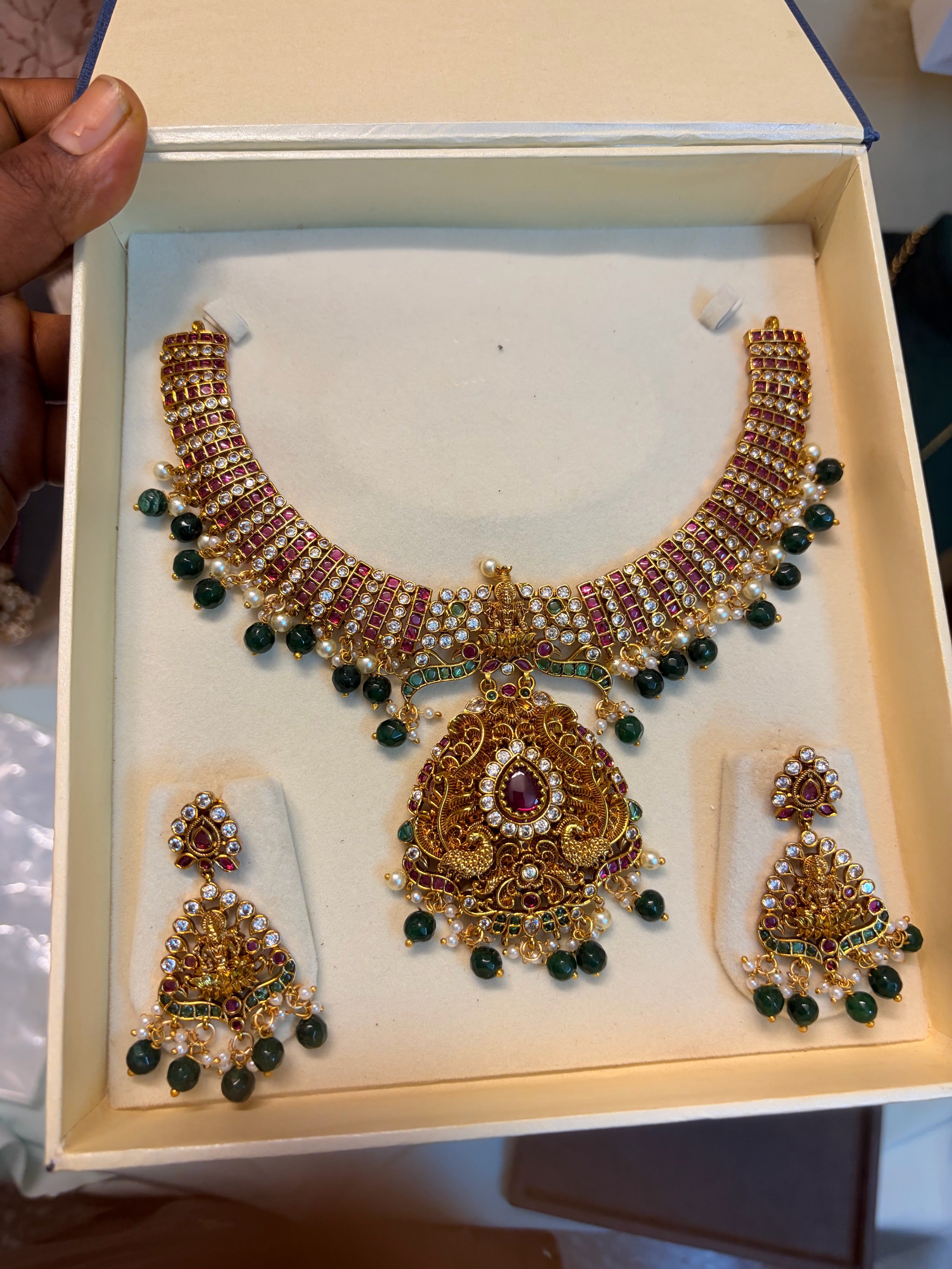 Kemp stone Antique Lakshmi choker set
