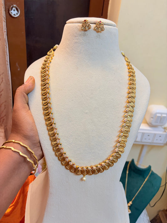 Gold antique finish Lakshmi coin haram