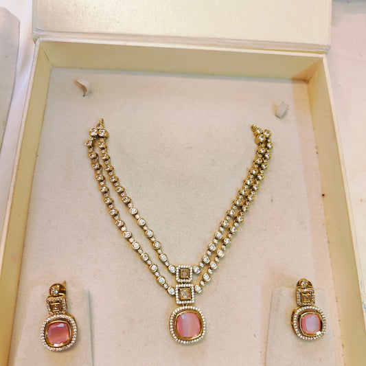 Moissanite 2 layer kundan neckset premium quality