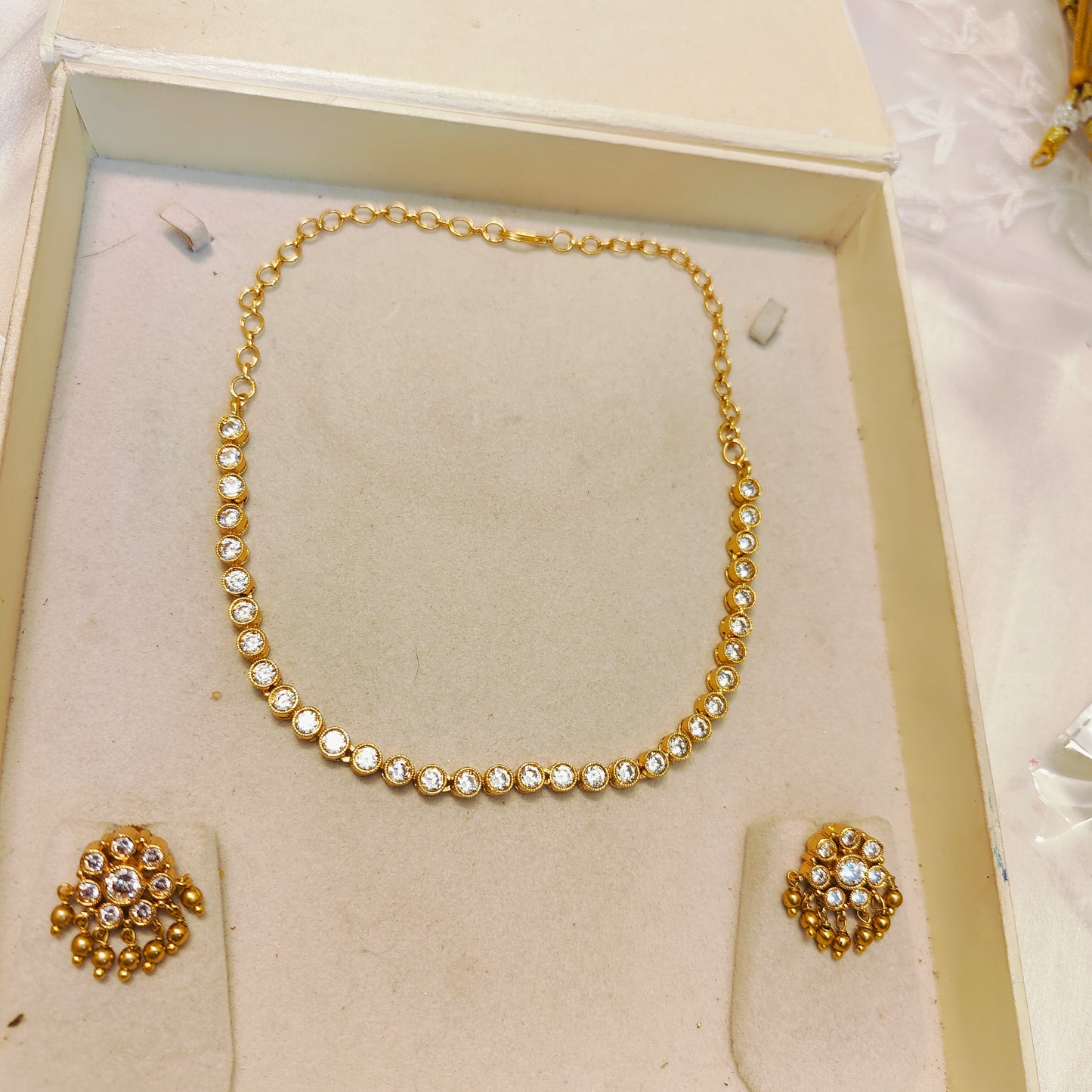 Kemp stones gold plated necklace set premium quality